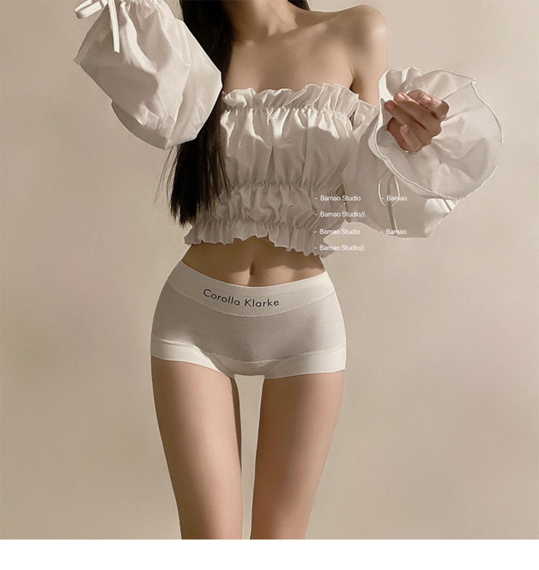 运动风撞色平角无痕纯棉内裤女士抑菌石墨烯裆包臀中腰女生四角裤详情13