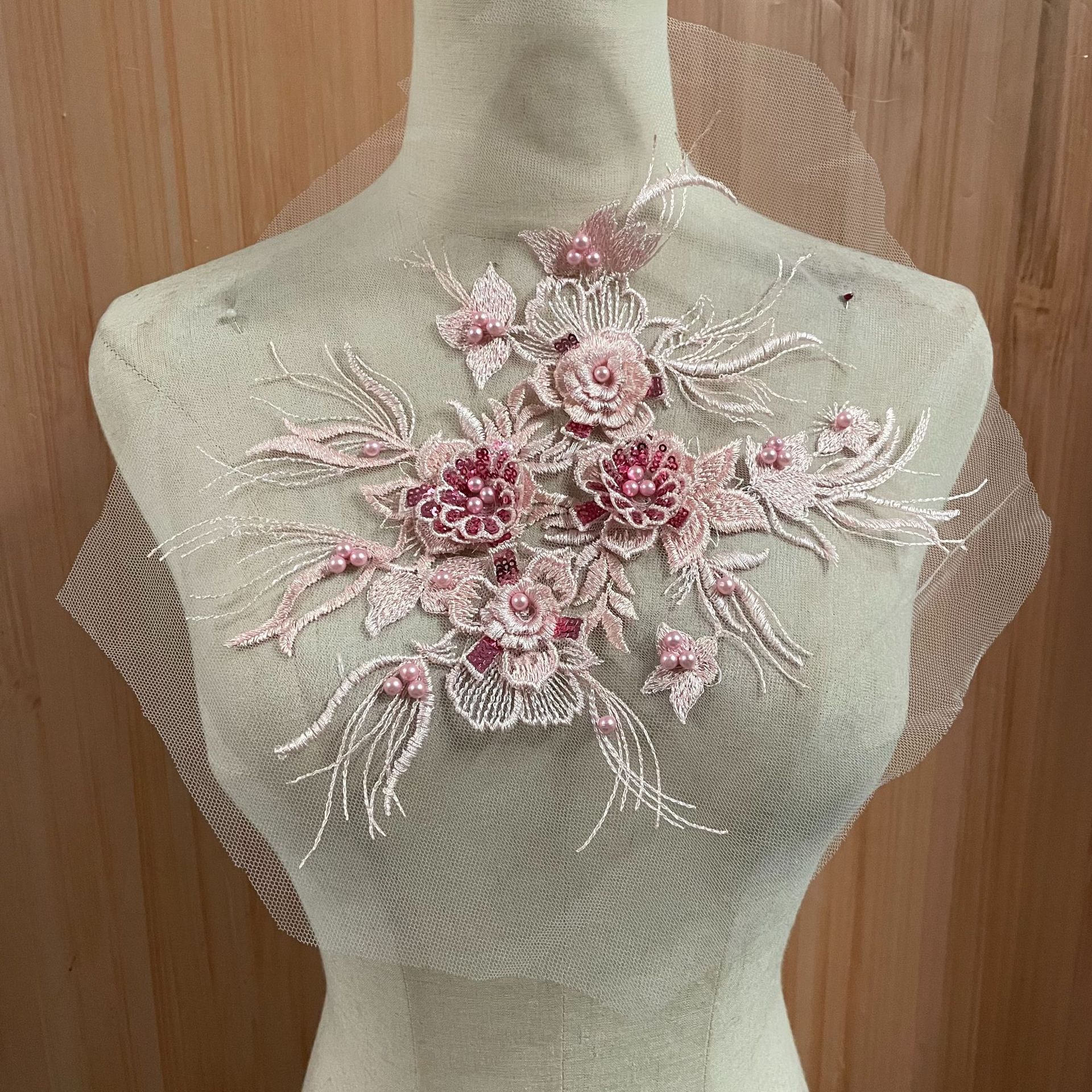 Wholesale lace three-dimensional flower fabric patchwork clothing accessories, nail and diamond decorative appliqued DIY Hanfu collar flowers from the manufacturer pic 3