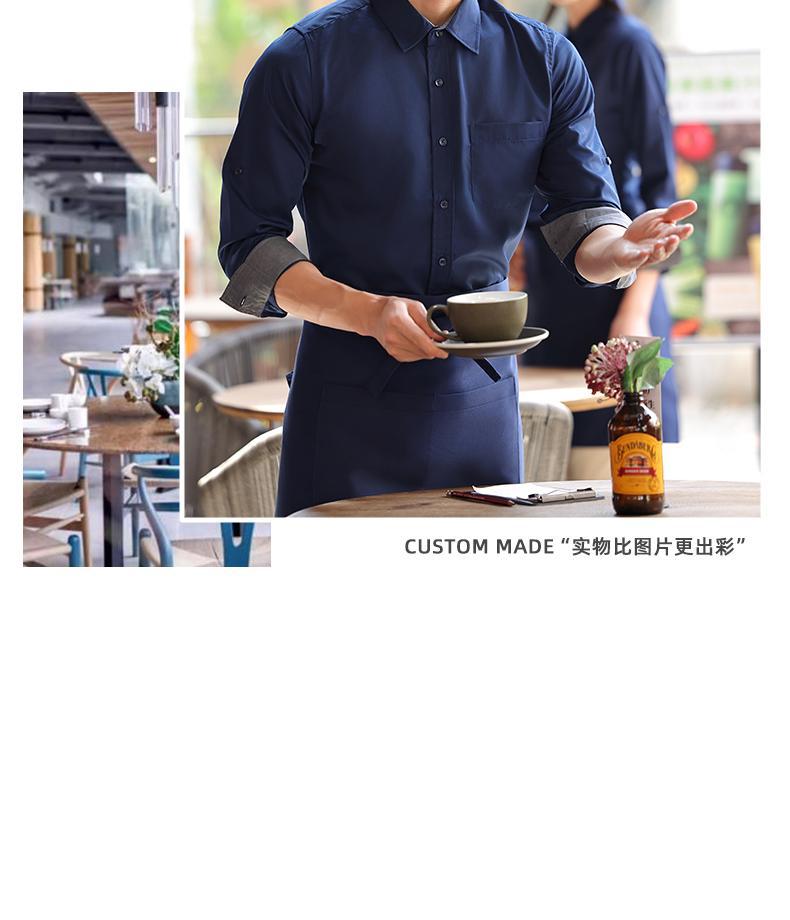 蓝色服务员工作服长袖衬衣套装餐饮奶茶咖啡店员工工装衬衫女定制详情25