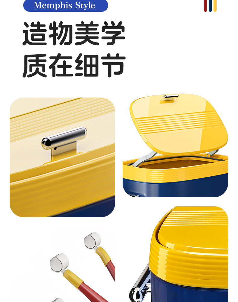 Free shipping, high-legged, wheeled, color-blocking kitchen trash can for home use, 5 new high appearance level, movable, large capacity, no need to bend over pic 11