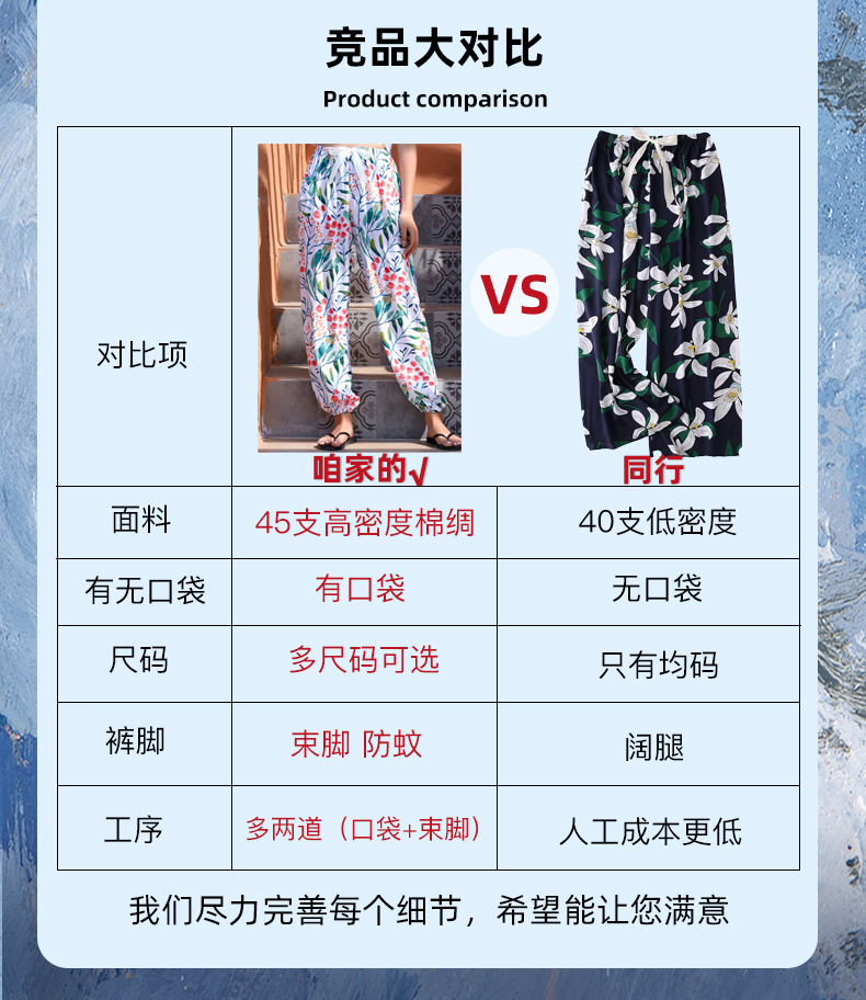 爆款棉绸睡裤女夏季大码人造绵沙滩防蚊裤春夏新款女士外穿家居裤详情1