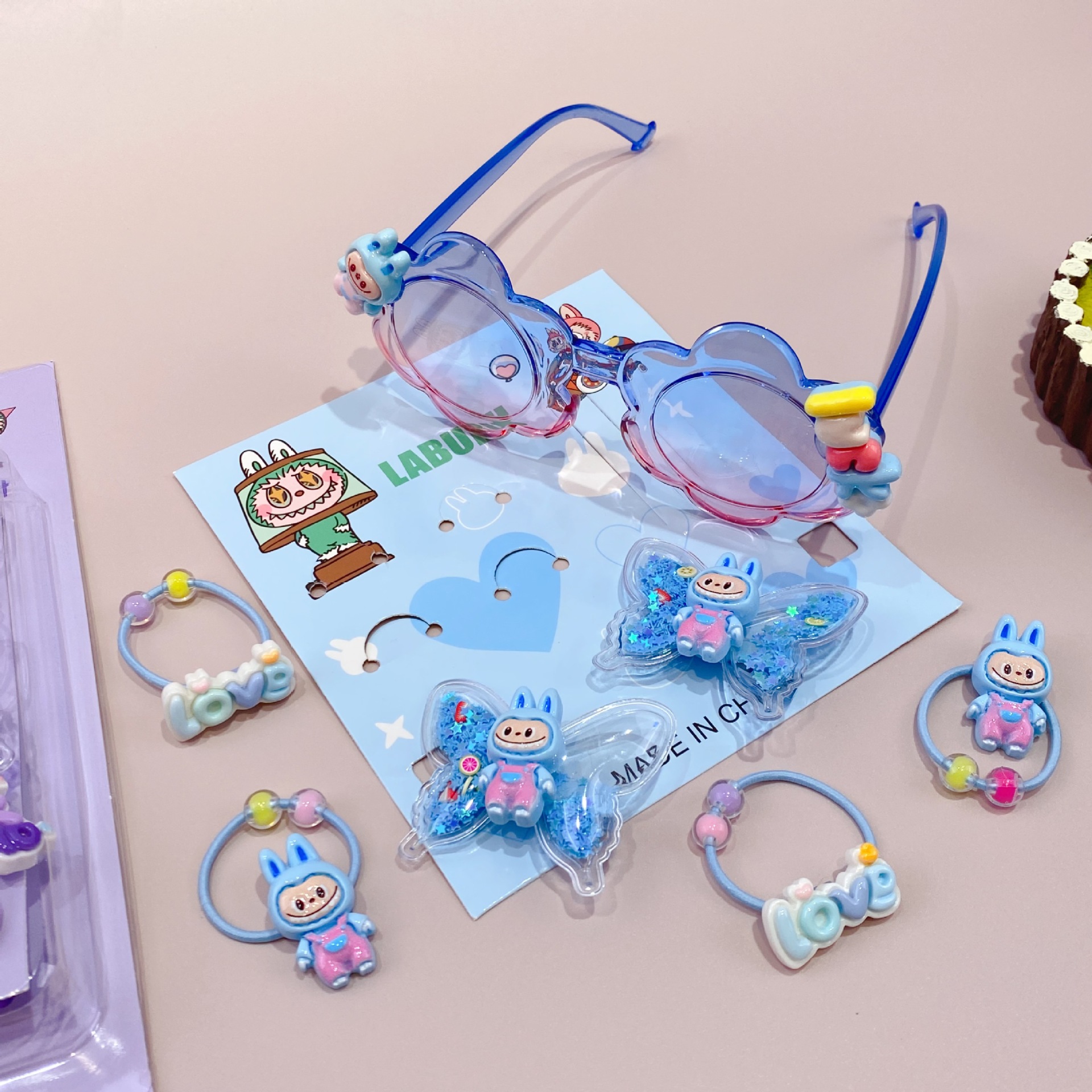 新款哒哒咘眼镜卡通皮筋发夹饰品套装可爱少女心装扮潮玩时尚精品详情4