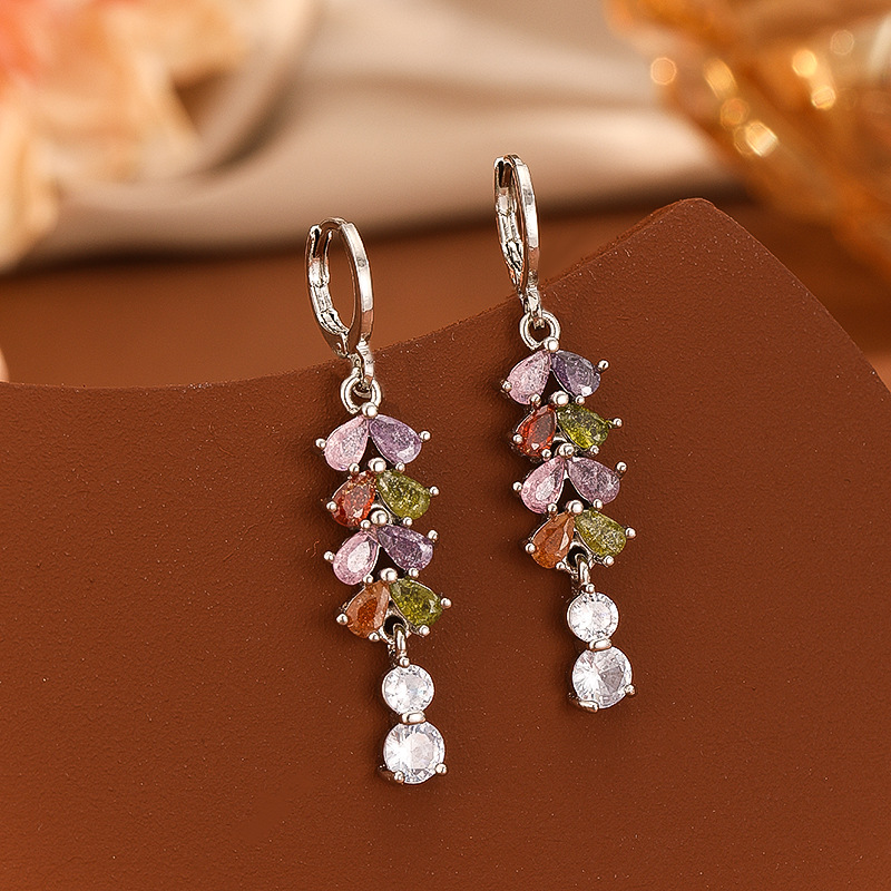 KIMOJ新款耳饰新款跨境欧美气质新款耳坠女微镶彩天然锆石耳环小众百搭耳环详情6