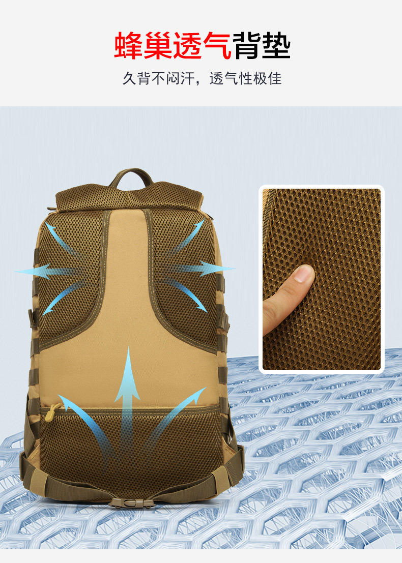跨境战术包野外露营包登山包迷彩双肩包大容量高级感户外徒步背包详情9