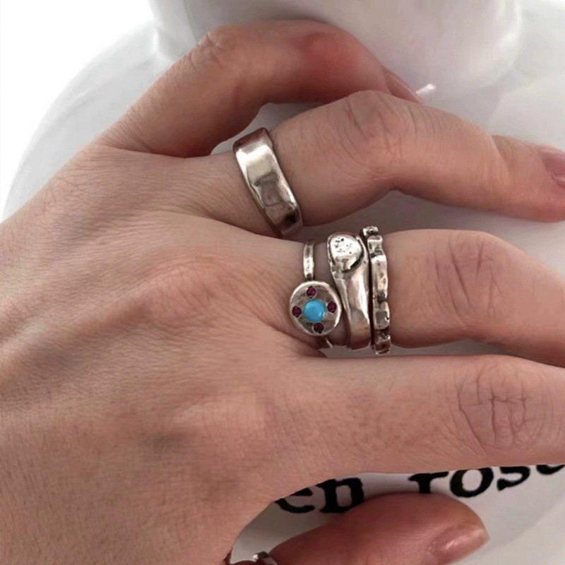 韩国小众mars25同款做旧太阳花戒指小众设计简约精致叠戴指环手饰详情3