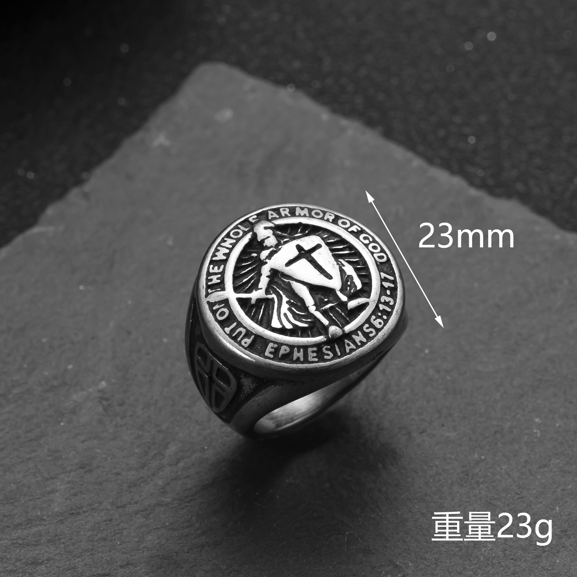 欧美跨境不锈钢戒指铸造十字架男士戒指嘻哈复古钛钢饰品批发厂家详情5