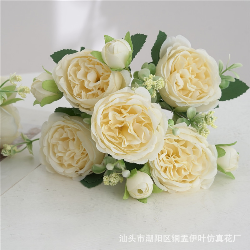 9色 仿真花春色牡丹 芍药玫瑰花家居摆件婚庆手捧花路引桌面装饰详情16