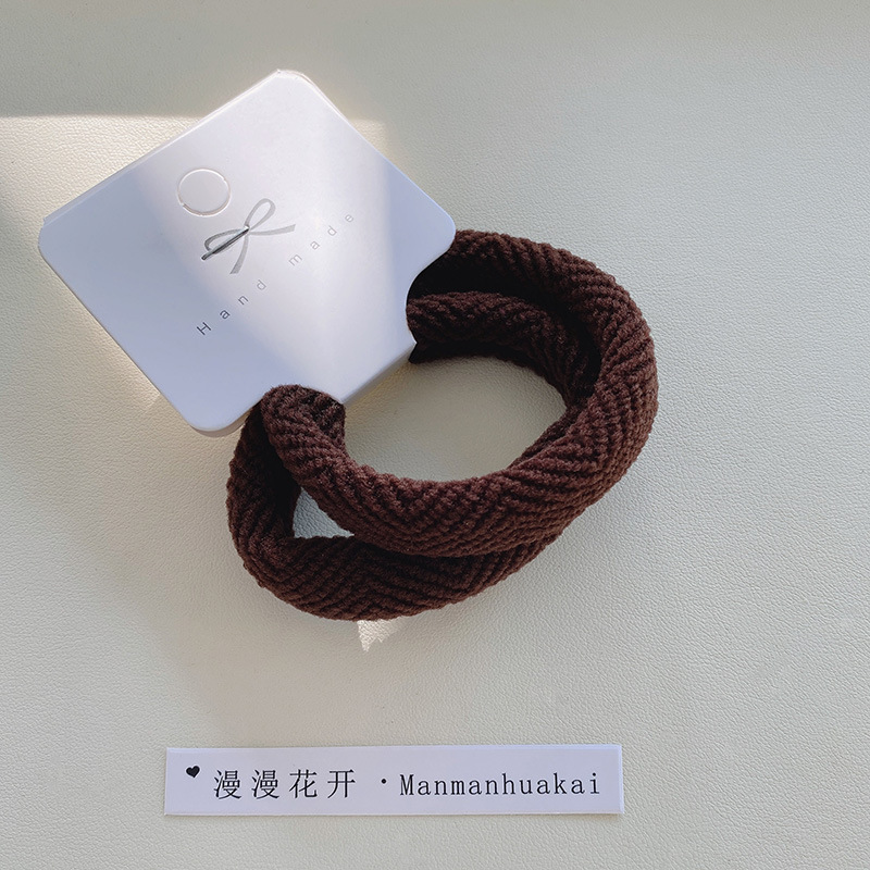 Wholesale of 2-piece high-quality Korean-style high-elasticity printed towel loops and hair bands, simple and elegant hair ties, and leather bands pic 9