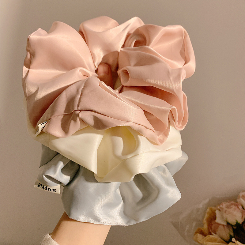 Spring and summer fresh and delicate floral checkered large intestine hair band, a high-end look for women, sweet forest-themed bun hair rope, large headwear pic 32