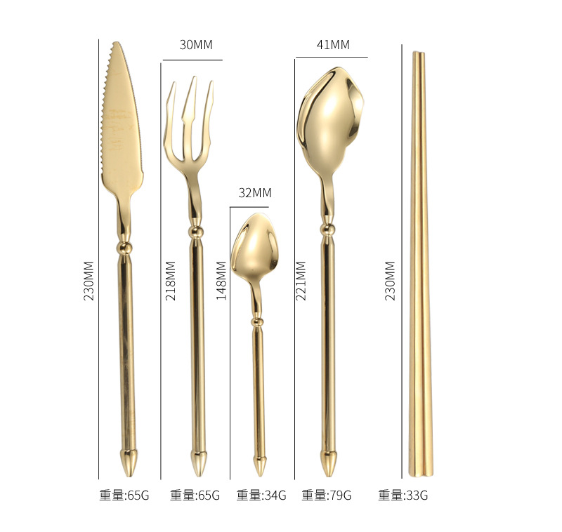 European-style Sea King knife, fork and spoon gift box set, creative solid round handle 304 stainless steel Western cuisine steak knife four-piece set pic 8