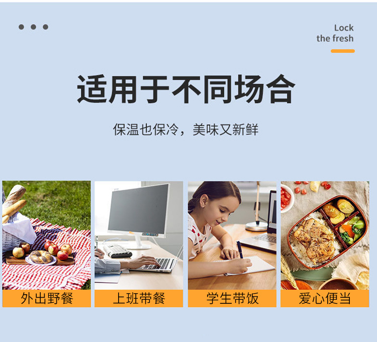 跨境热款便当包 肩带可调节午餐袋 食物手提包保温午餐包冰袋现货详情10
