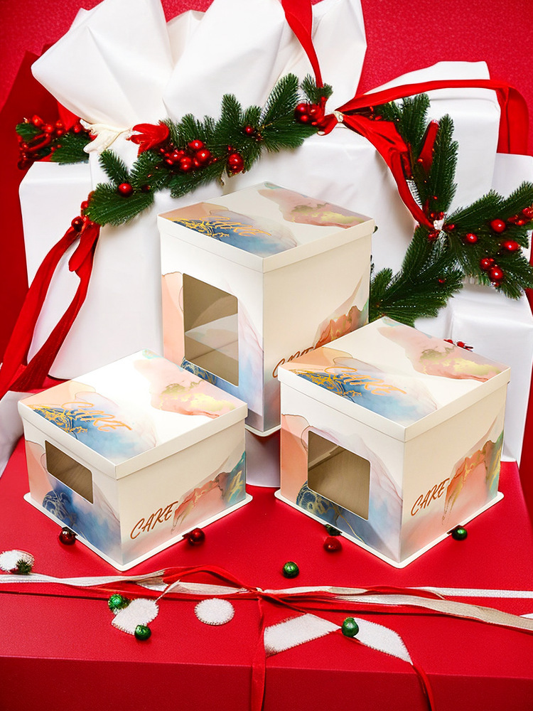 Factory direct supply of birthday cake boxes, 6, 8, 10, 12 inch single and double high-layer baking paper box packaging boxes wholesale pic 5