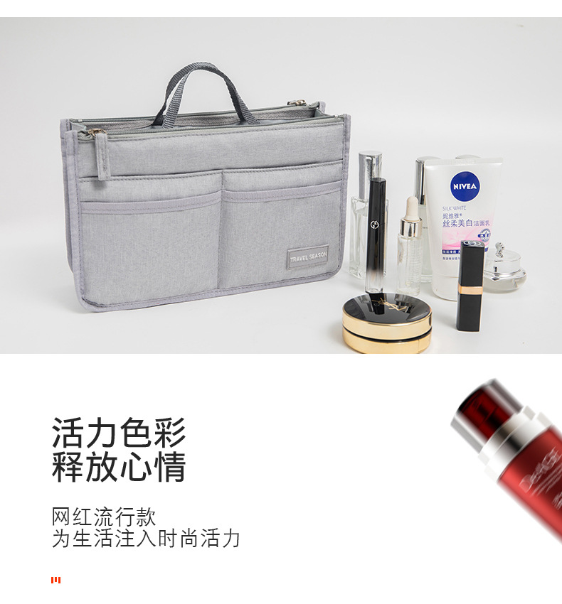 化妆包大容量ins风高颜值时尚内胆包双拉链手提整理收纳袋包中包详情5