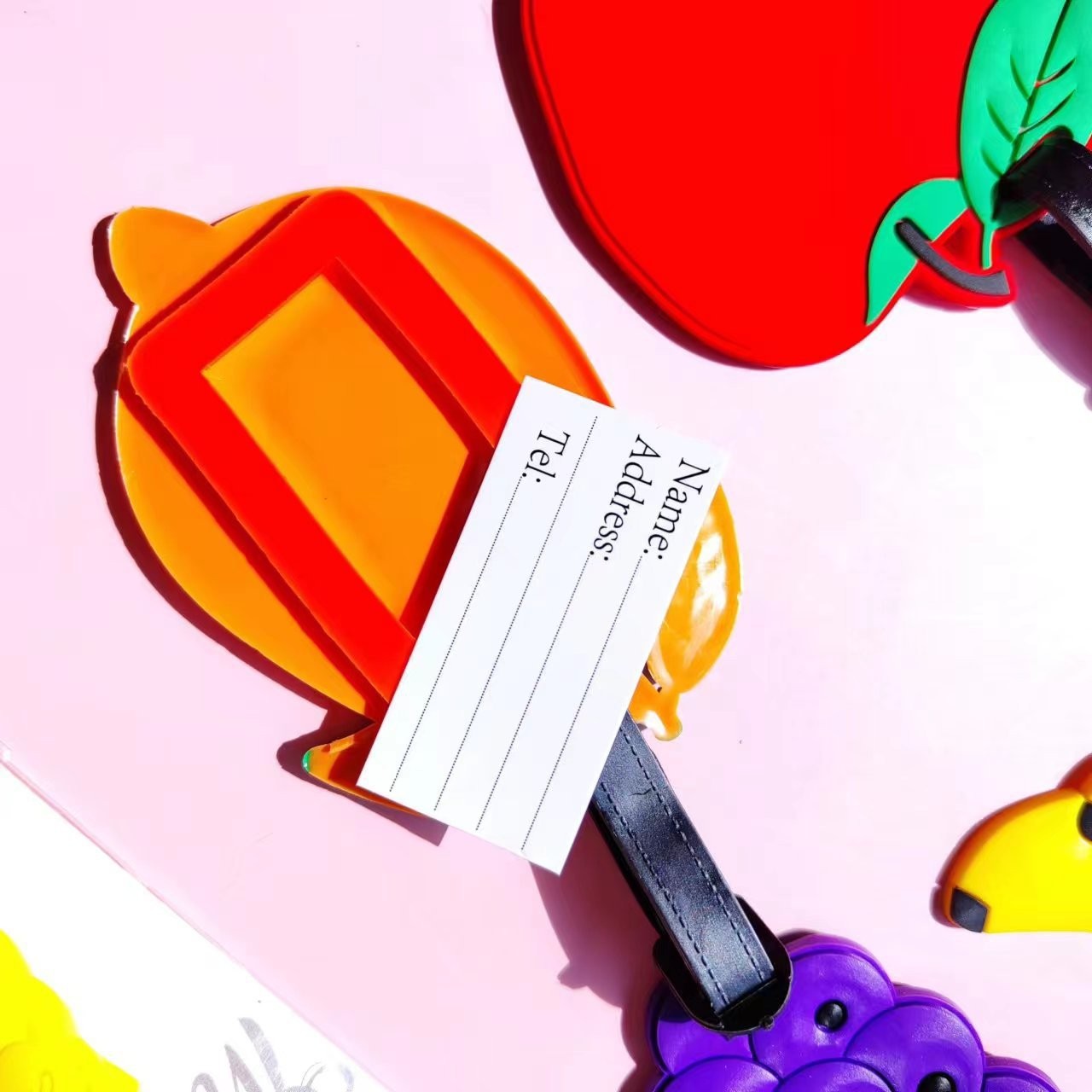 新可爱卡通甜甜圈登机牌水果硅胶旅行行李牌包包挂件防丢托运牌详情4