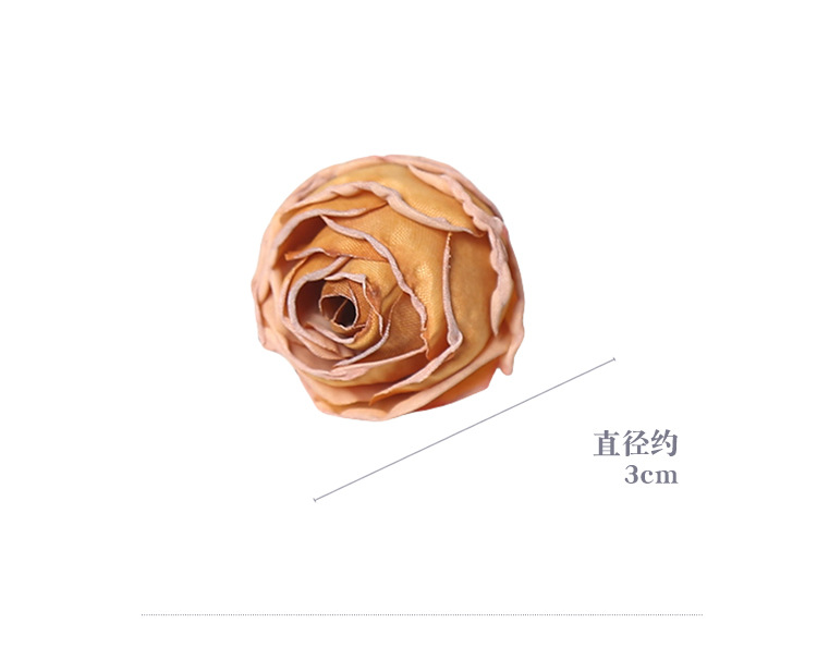 Ins风焦边小乔仿真玫瑰花头韩系DIY发饰头花胸花配件婚庆花艺装饰详情3