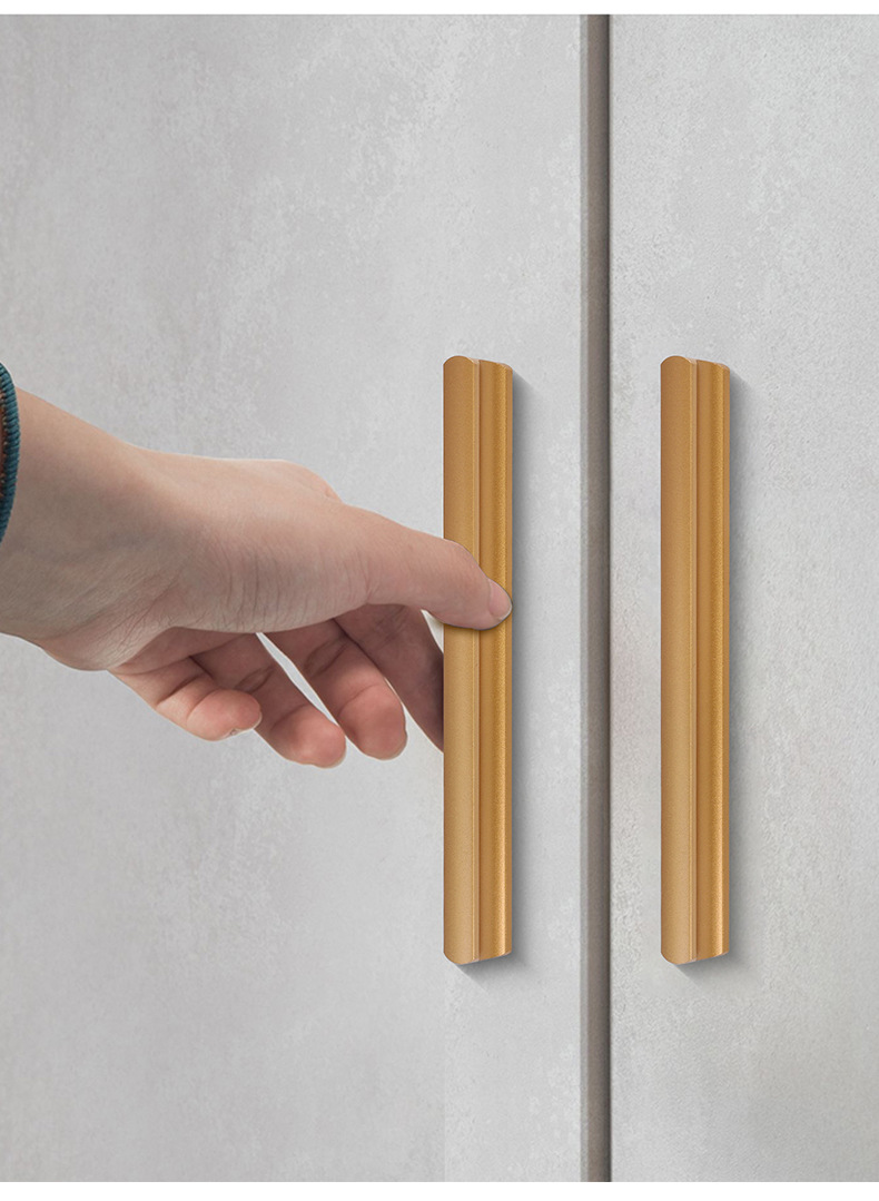 特价 柜门把手金色轻奢现代简约黑色抽屉柜子橱柜衣柜长拉手白色详情25