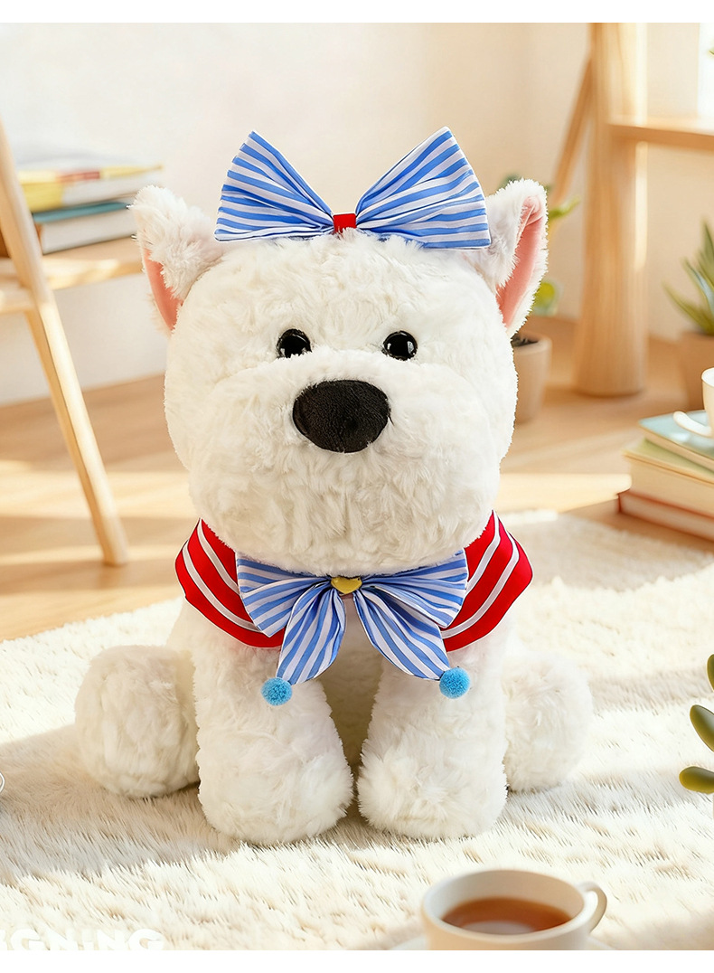 蝴蝶结西高地毛绒玩具狗狗公仔潦草狗毛绒玩偶娃娃机兑换工厂批发详情17