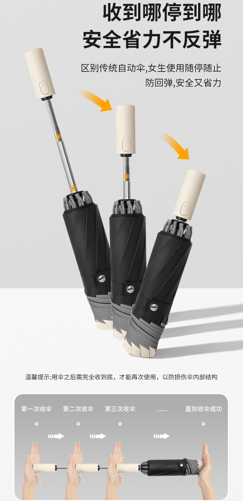 雨伞全自动大号折叠反向伞安全防回弹节节收铝骨晴雨伞防晒遮阳伞详情6