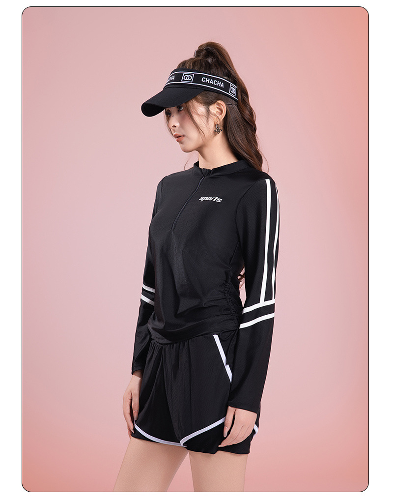 The new two-piece swimsuit for women is conservative. It dries quickly, slimming and concealing the belly. It is a long-sleeved sports swimming suit specially designed for swimming pools to hide flesh pic 16