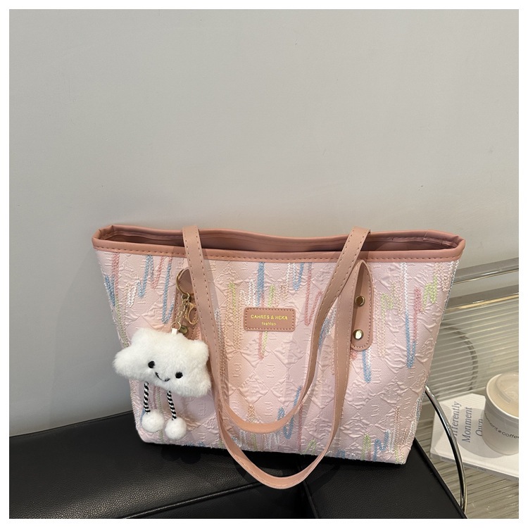 学生上课布袋包包女2024新款单肩腋下包条纹大容量通勤休闲托特包详情42