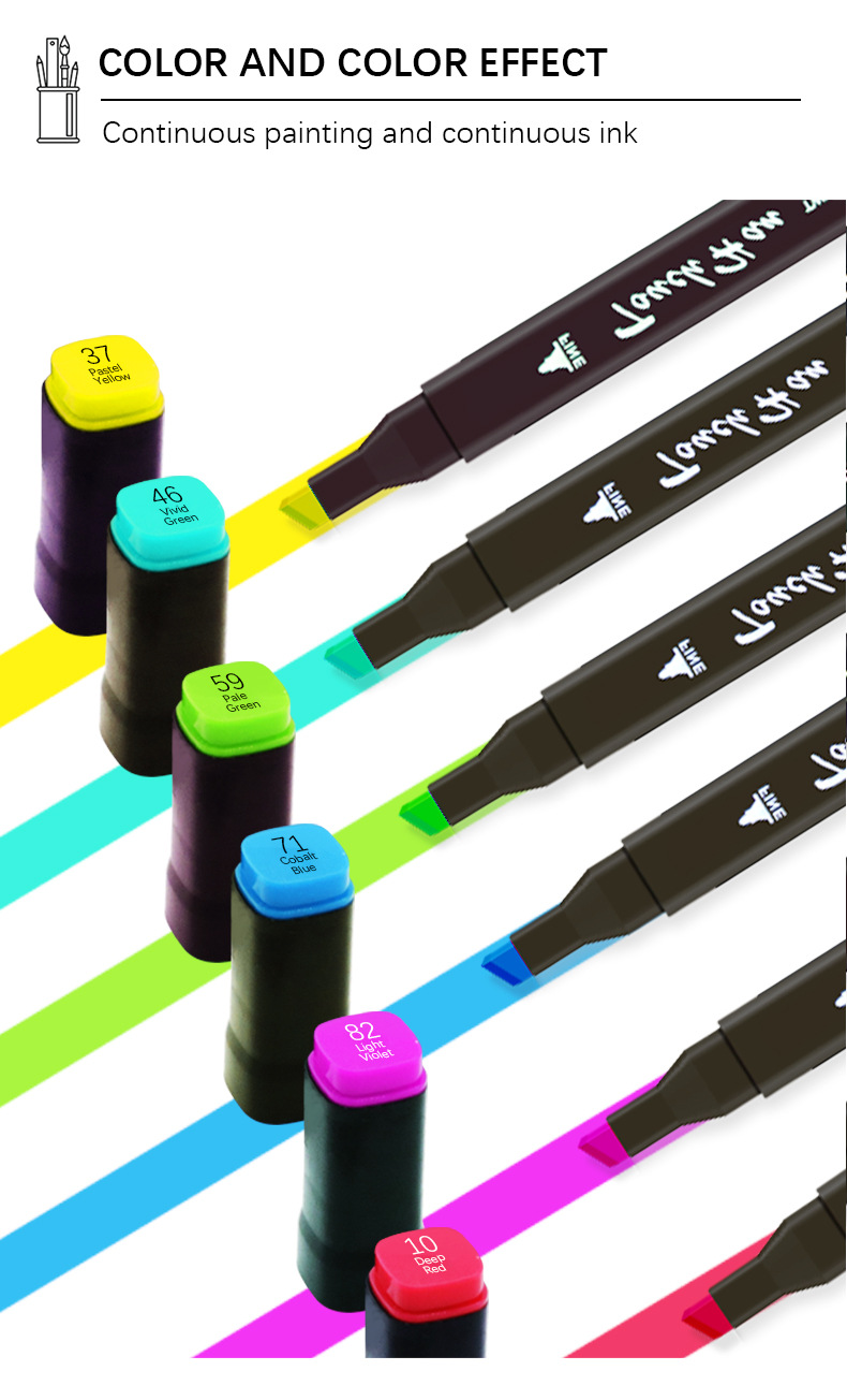 24-color New student Black Art washable Marker Pen, Colorful double-pointed note-taking pen for children Marcador pic 3