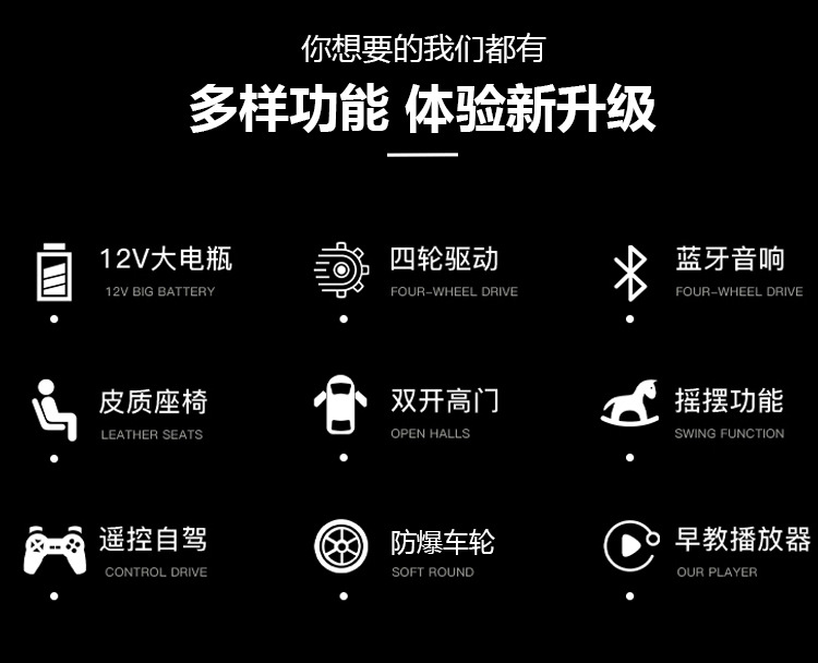 批发儿童电动车四轮汽车带遥控宝宝玩具可坐大人双人越野大g童车详情3