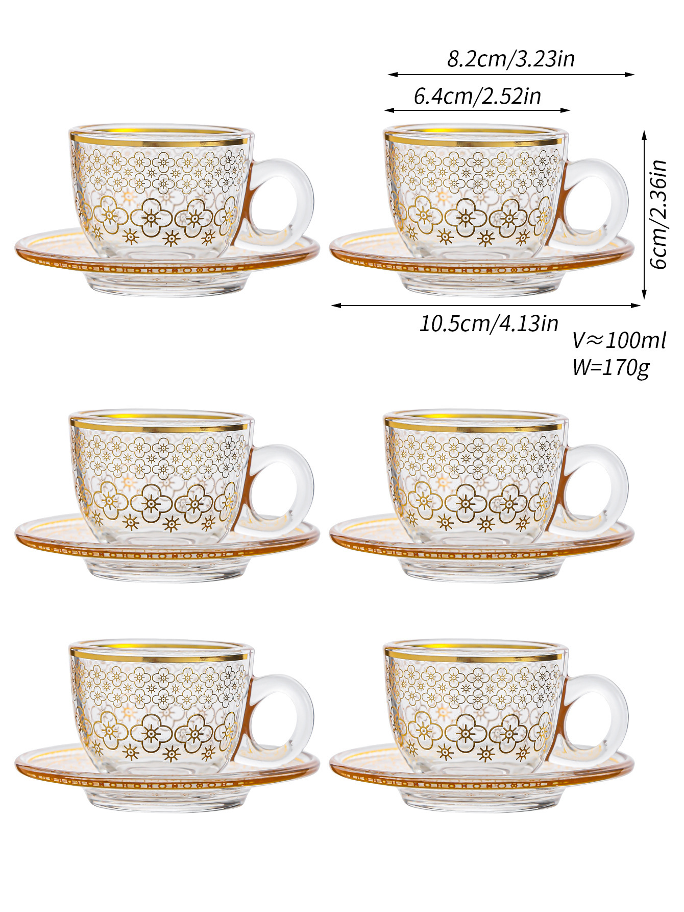 Nordic transparent gold-painted creative tea cups, glass cups, light luxury heat-insulating coffee cups and cold drink cups pic 15