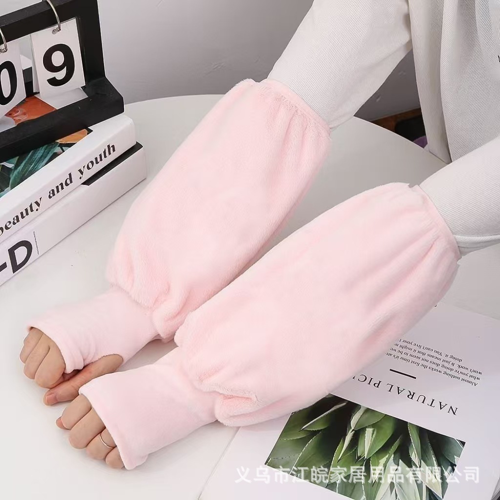 新款冬季儿童二合一套袖可爱暖手袖套小孩成人防脏学生写字袖筒长详情7