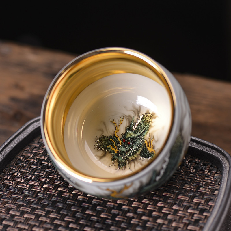 厂家直供鎏金杯珐琅彩青花茶杯个人杯主人杯紫砂建盏刘国蓝大师详情3