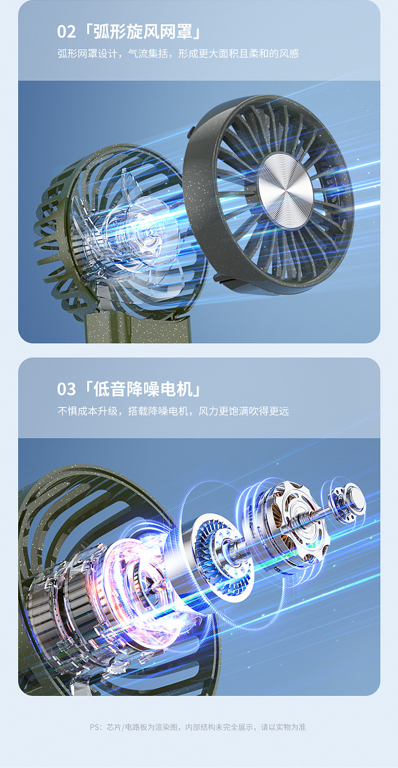 新款2025大容量桌面小风扇升级款户外礼物学生礼品usb充电多配色详情4