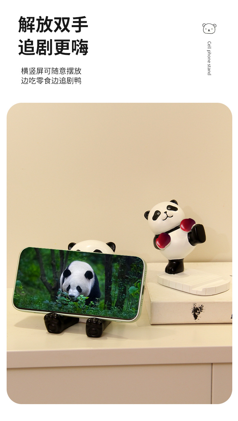 Resin handicrafts, panda phone stand ornaments, desktop office items, decorations, birthday gifts, cultural and creative gifts pic 5