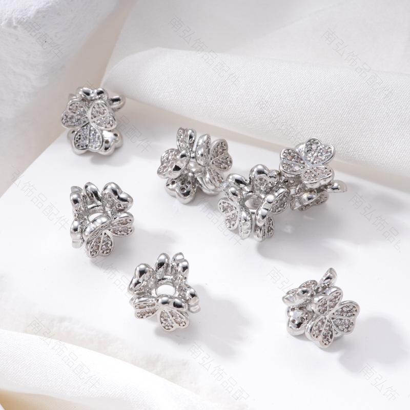 18k zircon beads, double-petal flower holders, DIY jewelry accessories, bracelets, sweater chains, copper accessories wholesale, tulips pic 5
