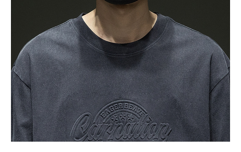 American trend round-neck T-shirt for men, summer new style, steel stamp pattern, loose, large-sized, pure cotton, comfortable and casual short-sleeved pic 13