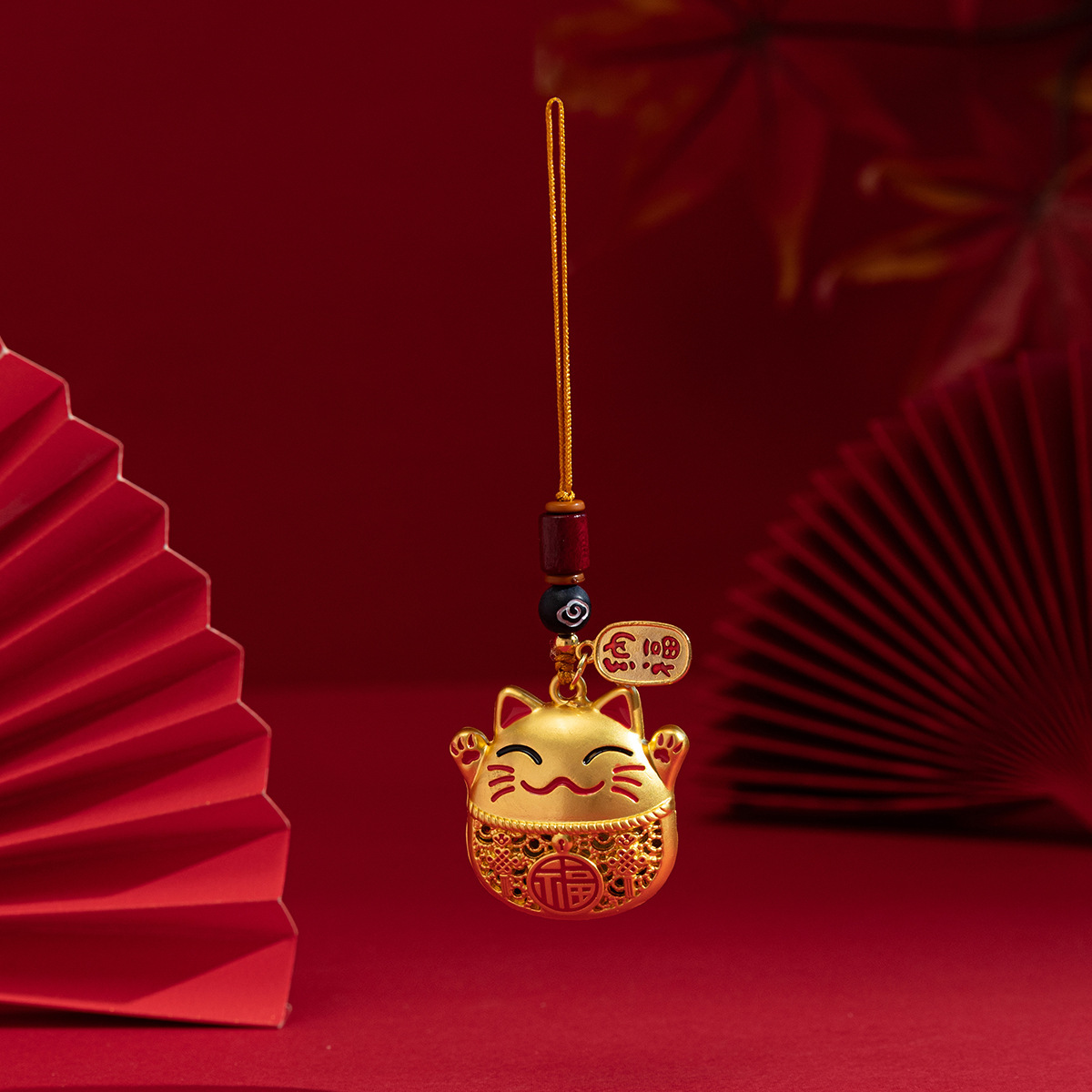 沙金招财猫滴油钥匙挂件中国风送闺蜜朋友小礼物工艺品详情5