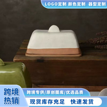 New retro and creative ceramic butter box with lid, square cream box, Western-style butter box in stock pic 1