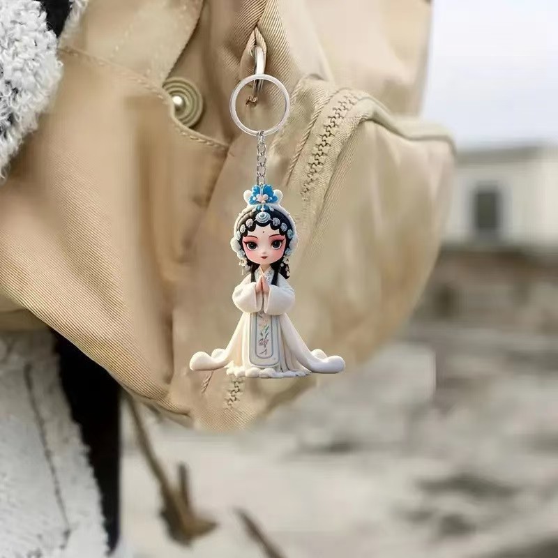 国潮小花旦亚克力钥匙挂件仙子吊坠跨境戏曲装饰品钥匙扣车载挂件详情7