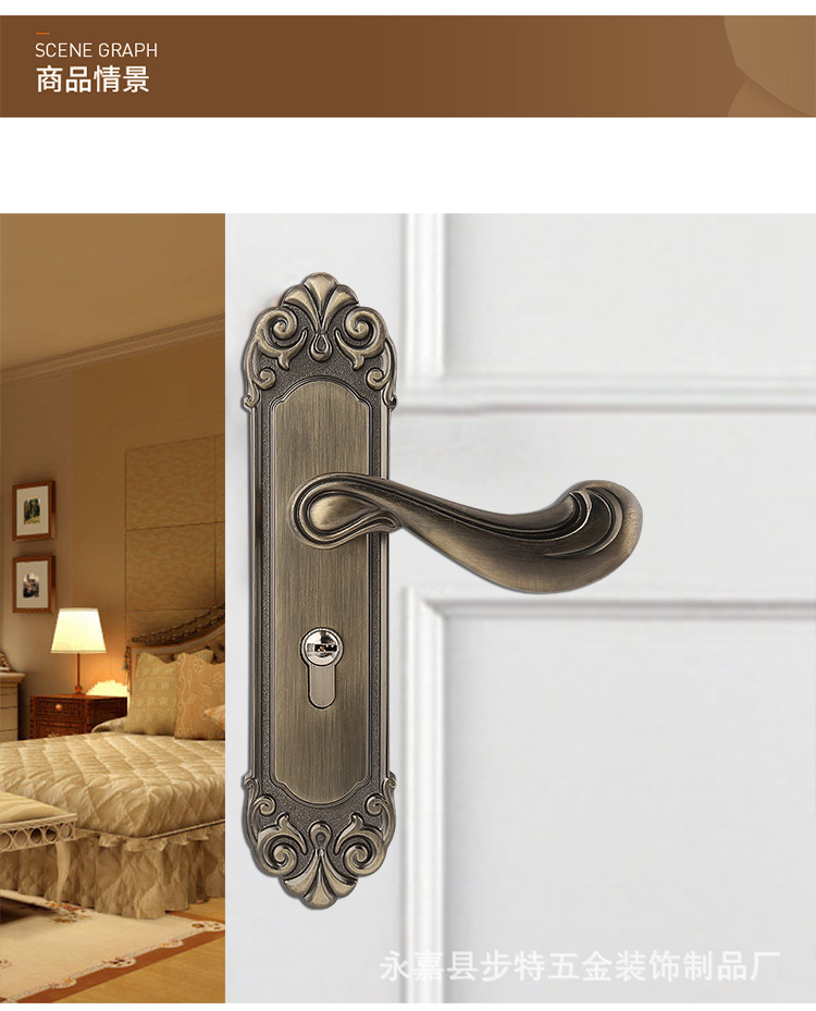 European-style antique bronze interior door locks, bedroom doors, solid wood silent door locks, mechanical doors, lock handles, door locks pic 7
