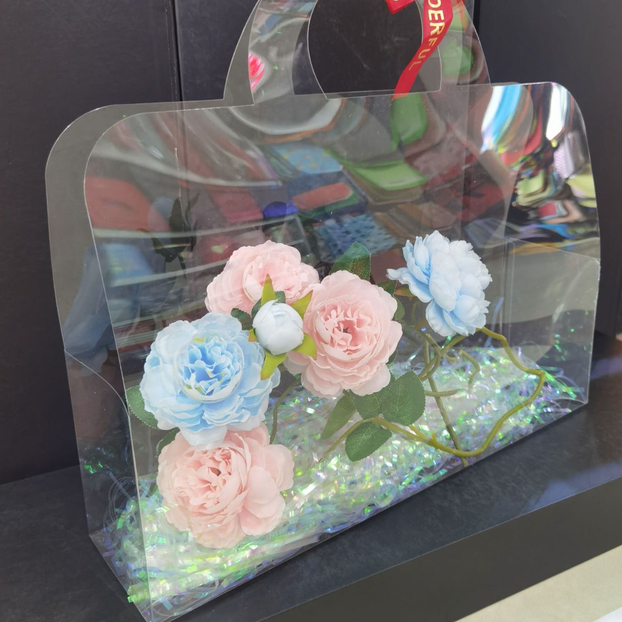 鲜花手提袋高清透明 花束礼品袋 伴手礼花盒 鲜花包装花束手提袋 精美花盒礼品袋详情1