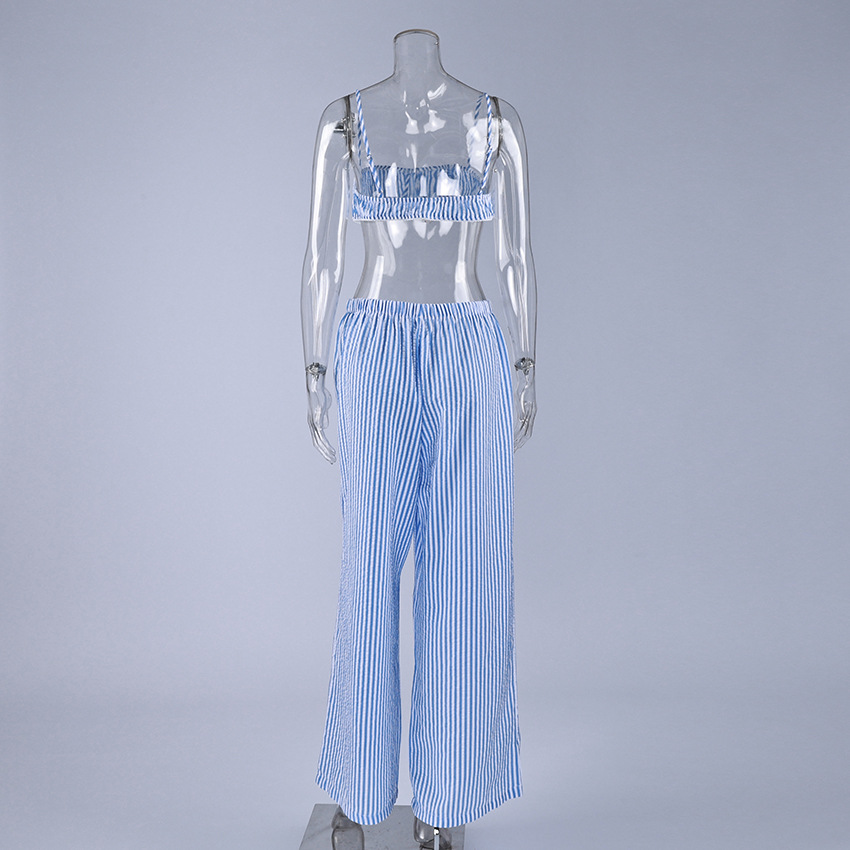 A new spring/summer striped three-piece pajama set from Europe and America, soft, loose and skin-friendly for women, suitable for cross-border wear in 2026 pic 11