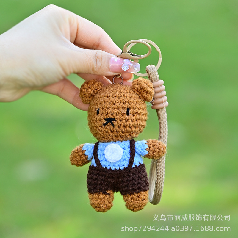 新款手工编织变装卡其小熊小玩偶  背包钥匙扣可爱小熊钩织批发详情2