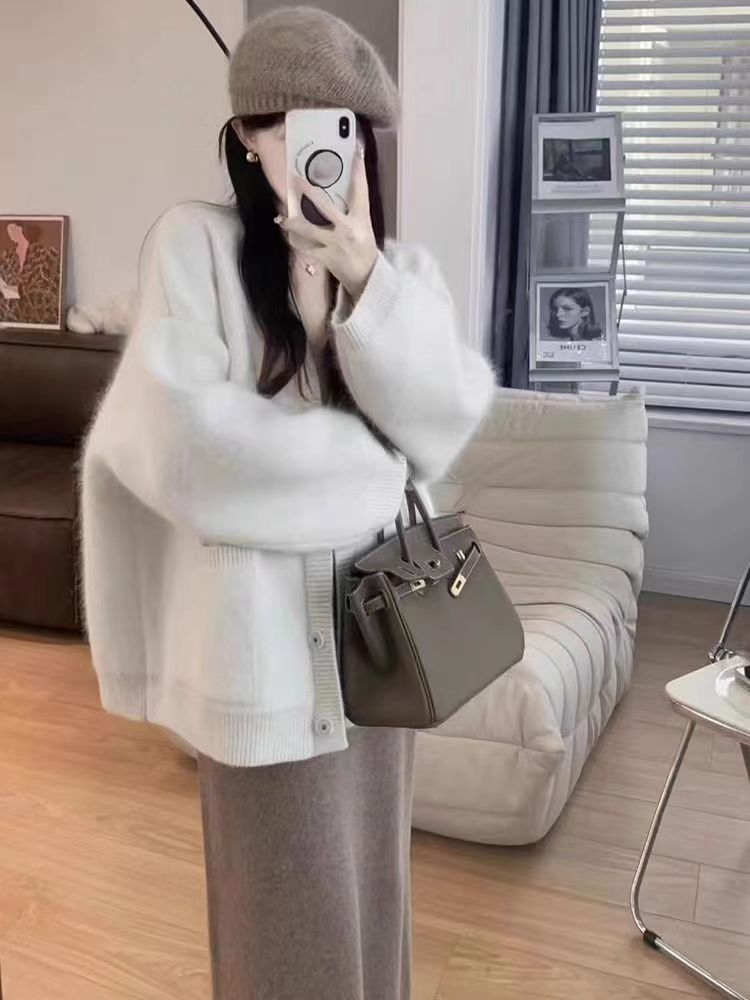 大码胖mm韩系慵懒风针织开衫毛衣女内搭连衣裙两件套秋季2024新款详情4