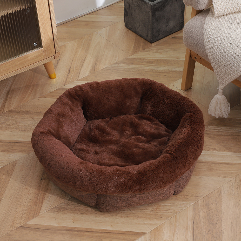 Winter thickened plush pet sleeping beds that can be disassembled and washed, Arctic fleece upturned cat beds, thickened PP cotton dog beds wholesale pic 13