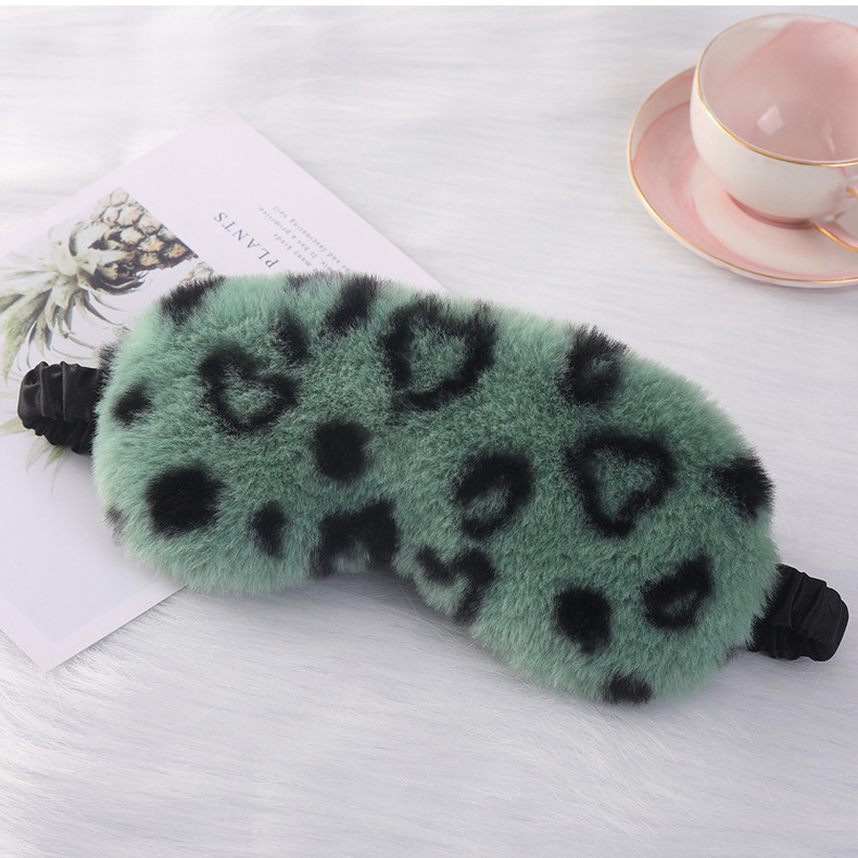 毛绒眼罩豹纹爱心小兔毛居家遮光护眼可爱卡通睡眠眼罩多色现货详情29