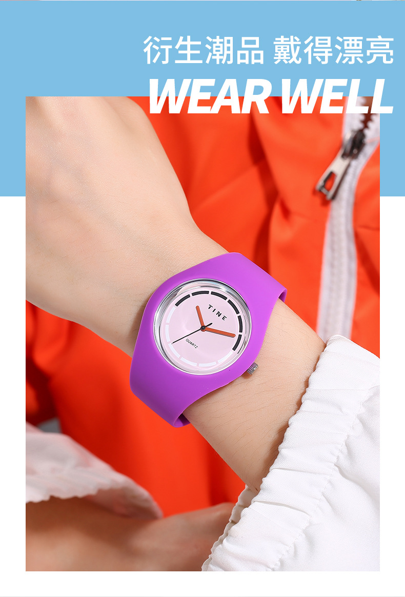 Cross border schoolgirls reloj pareja impermeable versátil reloj de cuarzo casual reloj minimalista reloj electrónico reloj de silicona pic 3
