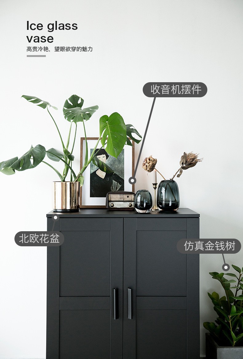 现代轻奢琉璃花瓶客厅插花玻璃花器会议桌玄关摆件高级感玻璃装饰详情22