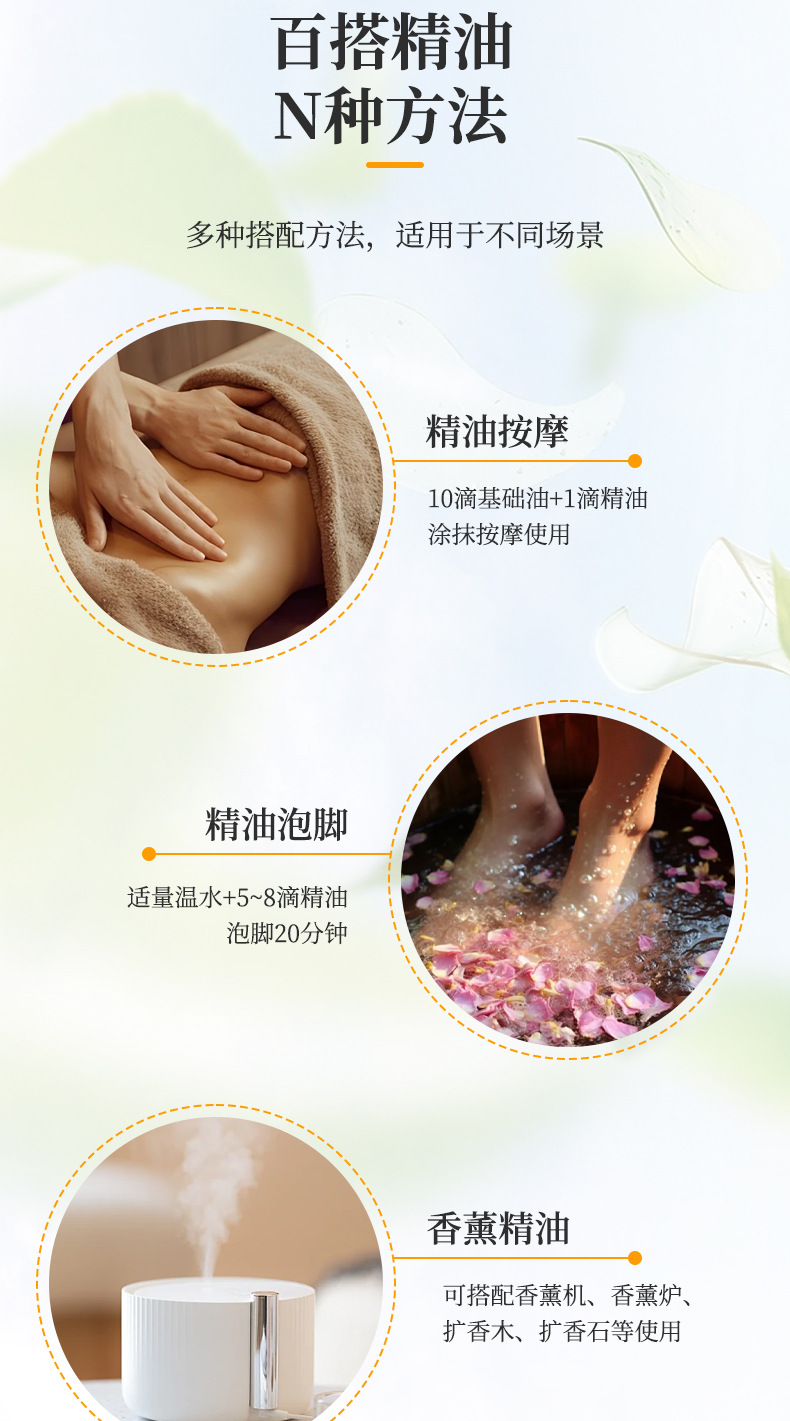 100%纯植物萃取精油跨境亚马逊高质量香薰精油美容院按摩单方精油详情6