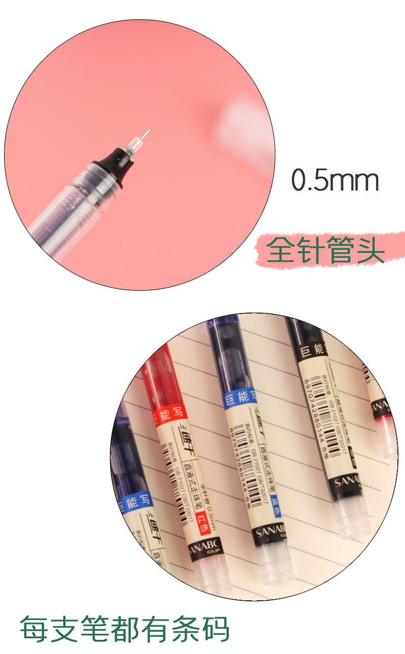 Wholesale of direct-flow ballpoint pens, quick-drying black pens, student pens, gel pens, stationery, large-capacity 0.5mm practice water pens pic 5