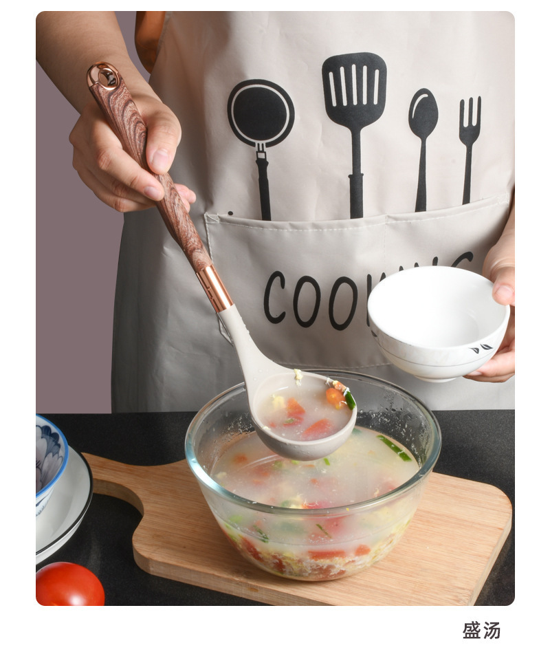 kitchen新款木纹硅胶厨具11件套装不粘锅耐高温家用炒菜铲子勺子详情8