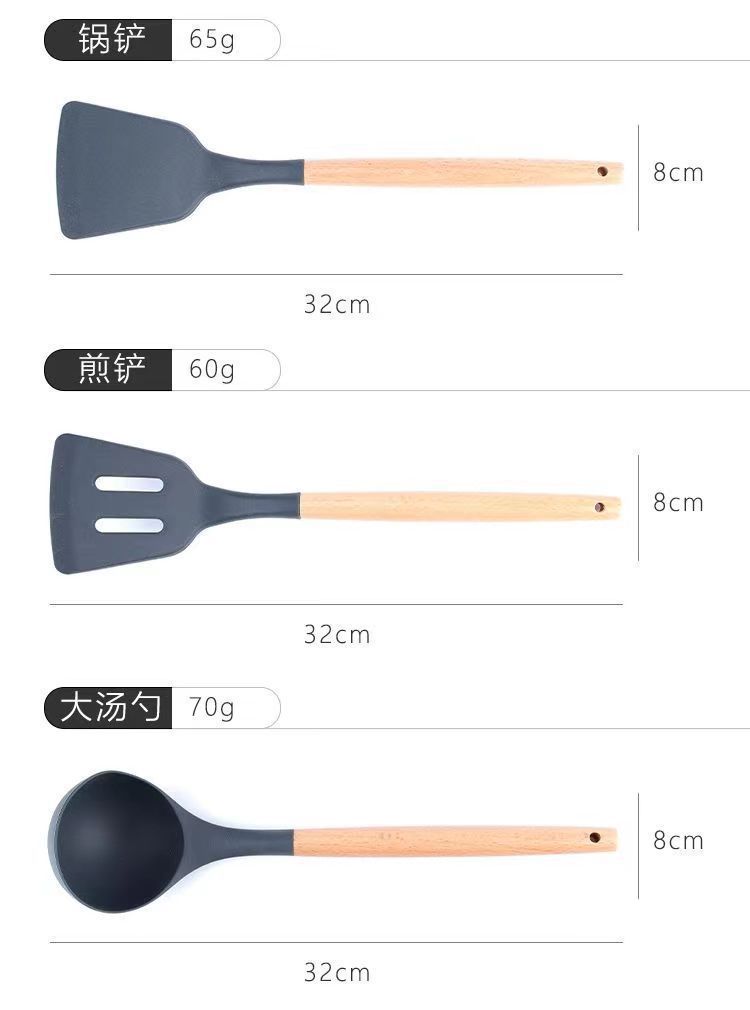 家用跨境硅胶厨具刀具搭配厨房不锈钢厨具多功能20件套厨房套装详情18