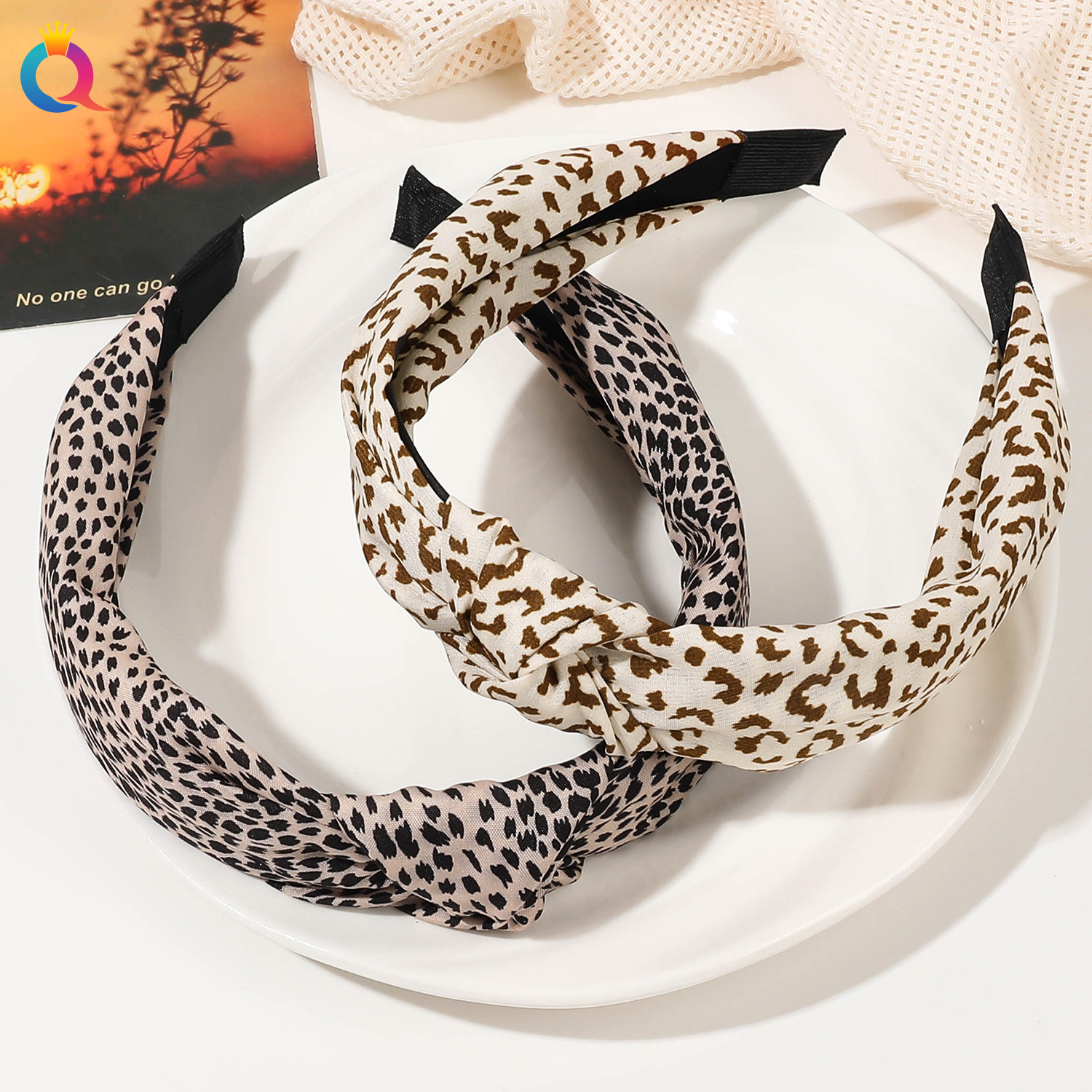 Qiyue Cross-border leopard Print knotted hair band Summer high-end wide-edge simple headband High top hair Hole Hair Accessory wholesale pic 8